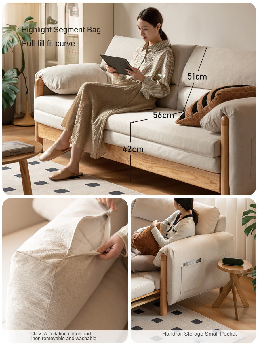 Oak Solid Wood Sitting and Sleeping Retractable Sofa Bed.
