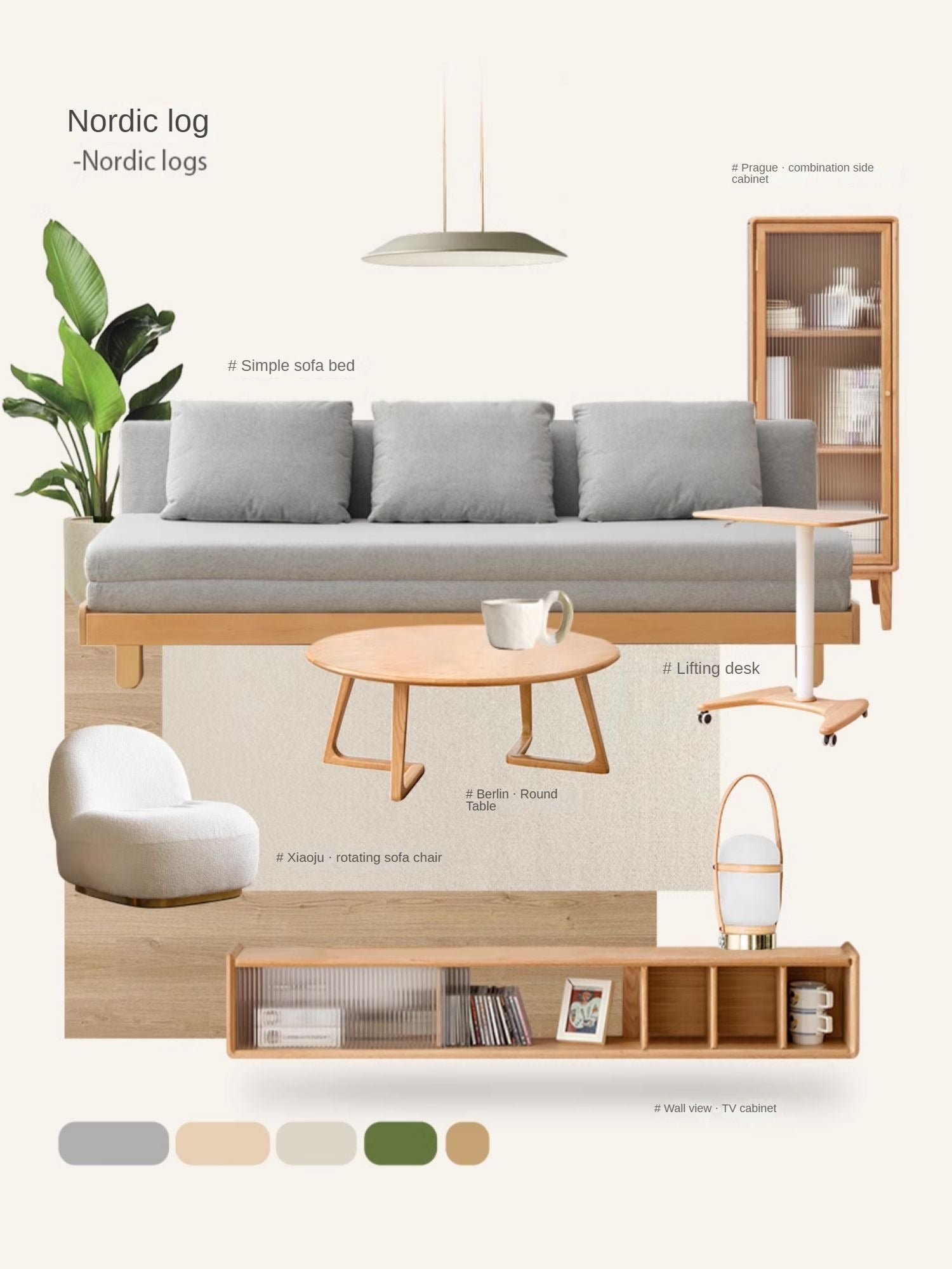 Oak, Beech Solid Wood Round Coffee Table