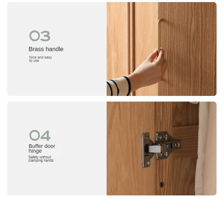 Oak Solid Wood Double Door Wardrobe.