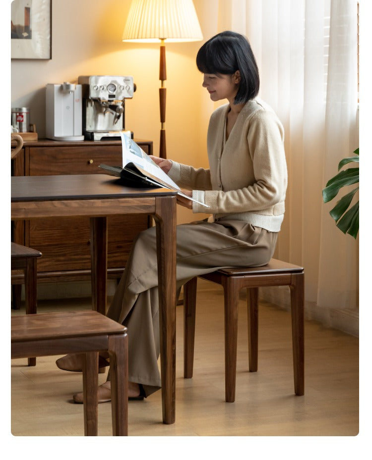 Black Walnut, Oak Solid Wood Makeup Stool