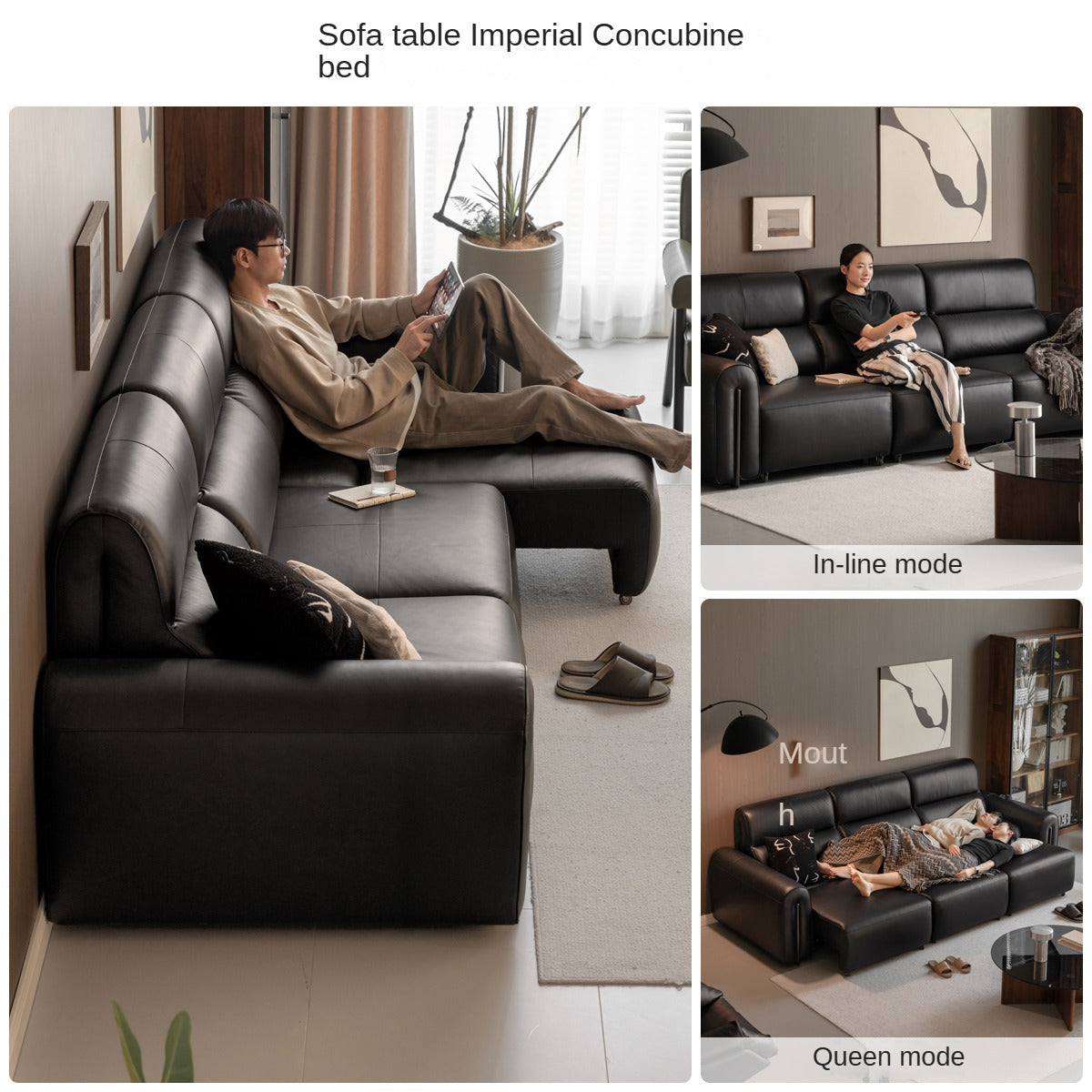 Genuine leather Sofa Bed Italian Light Luxury.