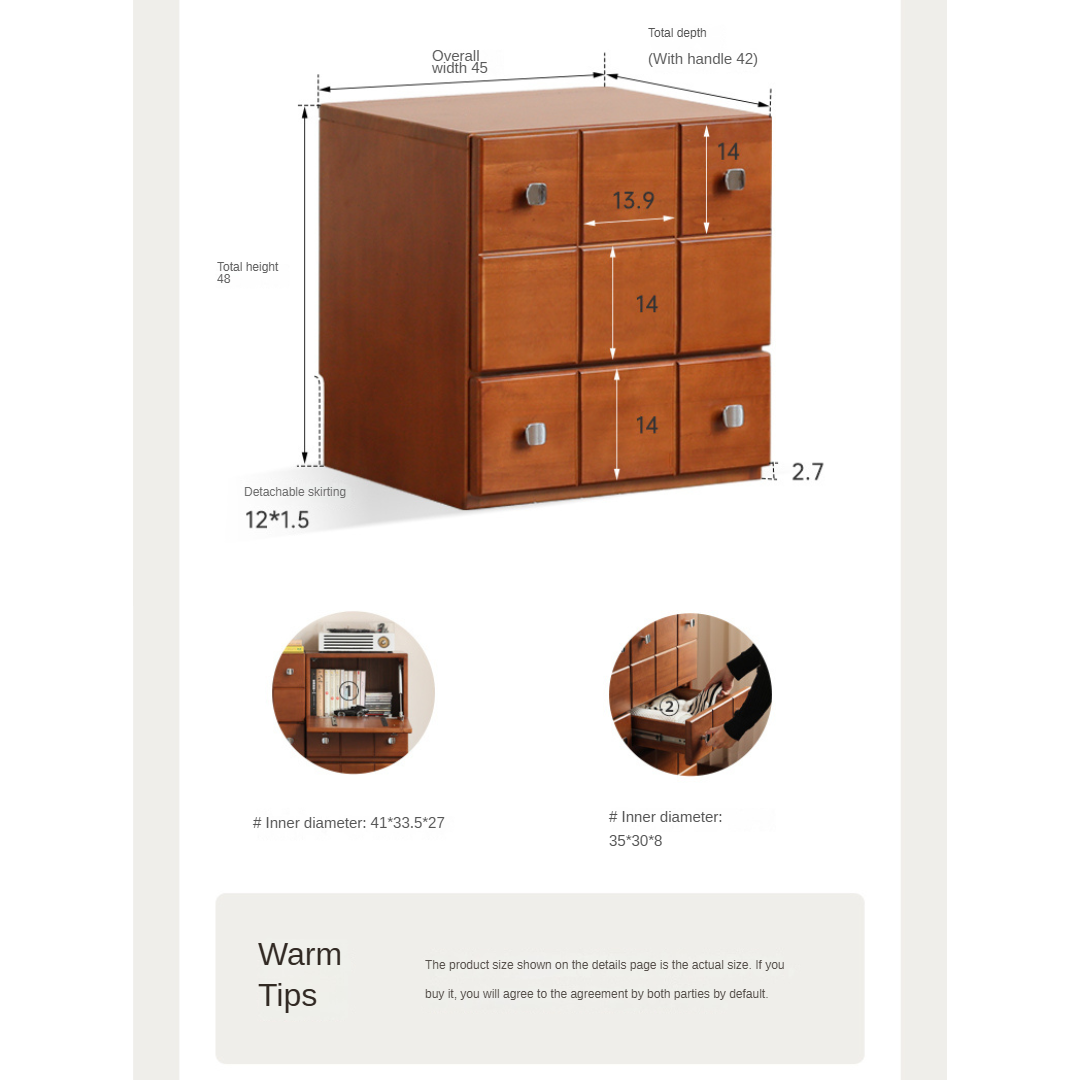 Poplar, Rubber Solid Wood Retro Style Side Cabinets.