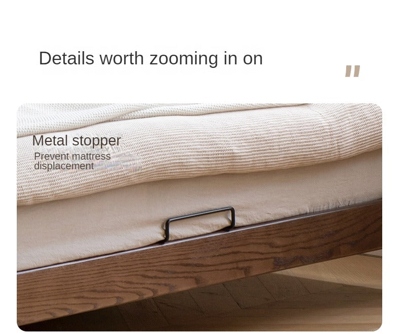 Rubber wood, Oak Solid Wood Bed Technology Fabric
