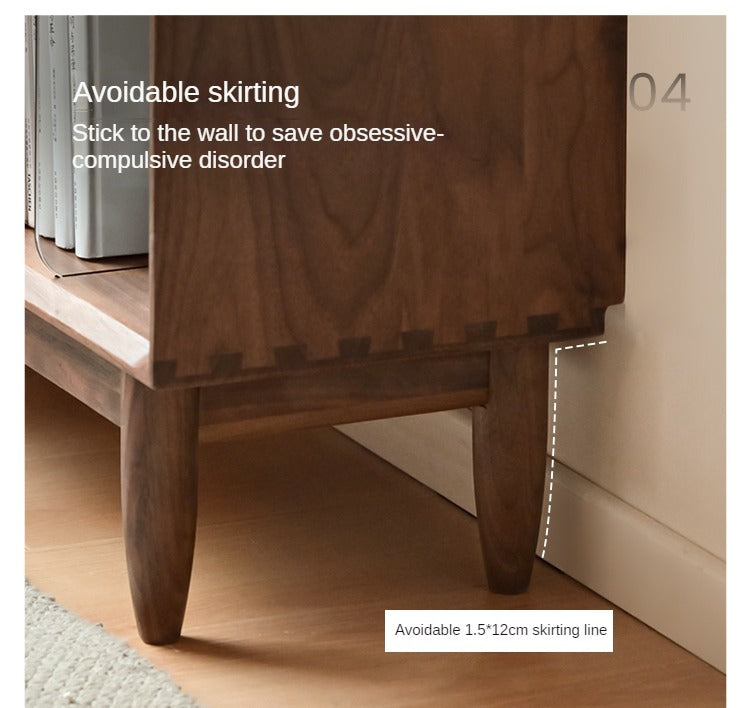 Black Walnut, Oak Solid Wood Bookcase Modern Storage Cabinet.