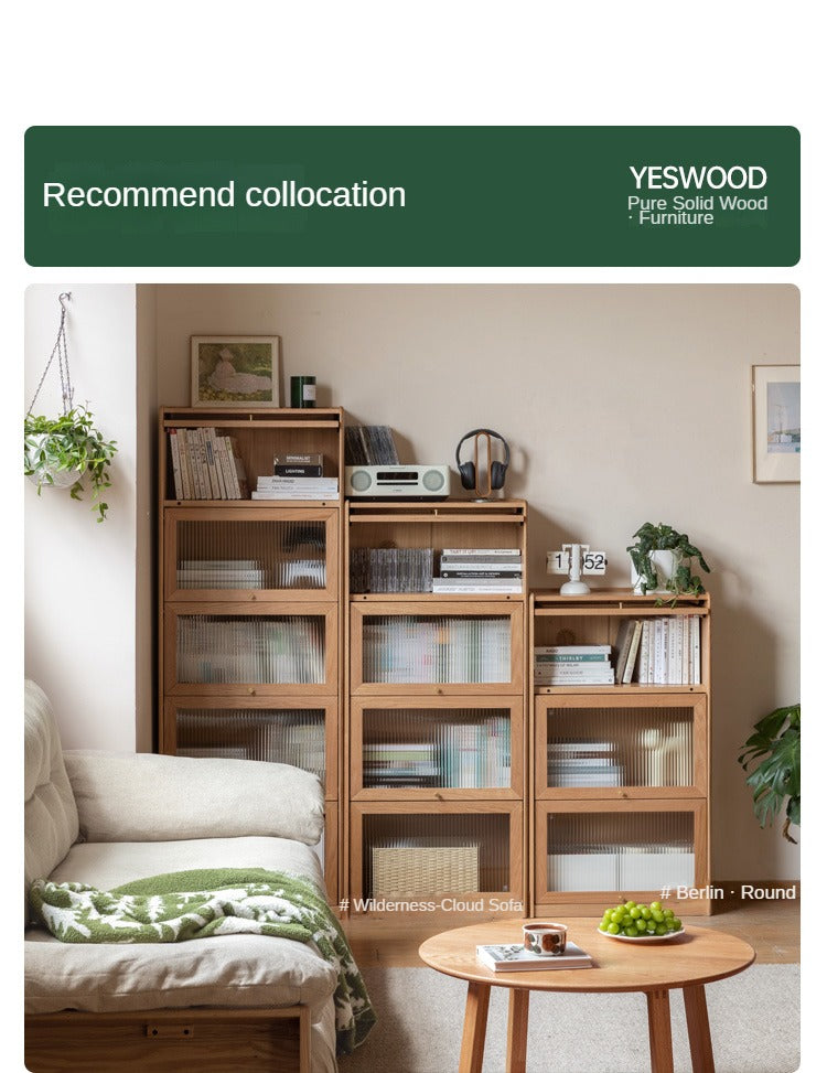 Oak Solid Wood Flipped Door Side Cabinet Free Combination