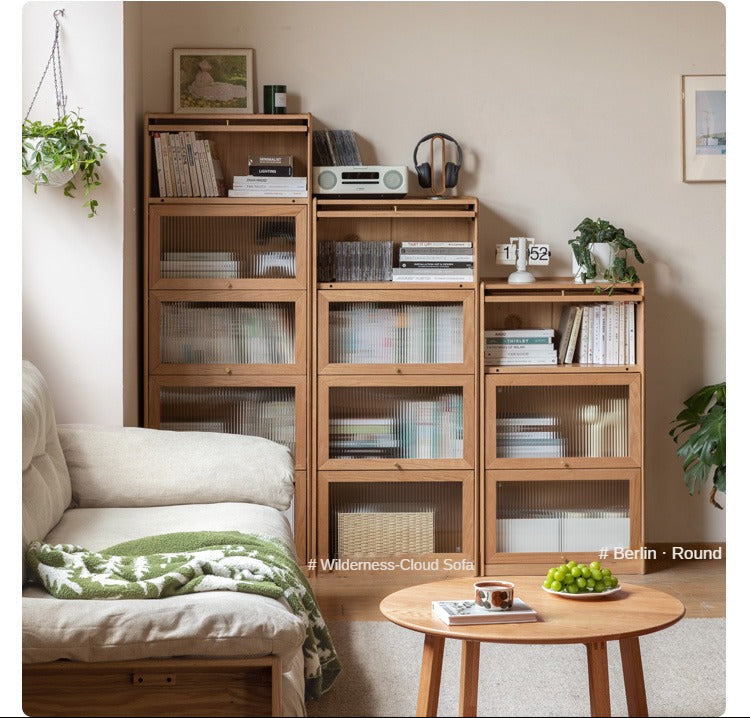 Oak Solid Wood Flipped Door Side Cabinet Free Combination.