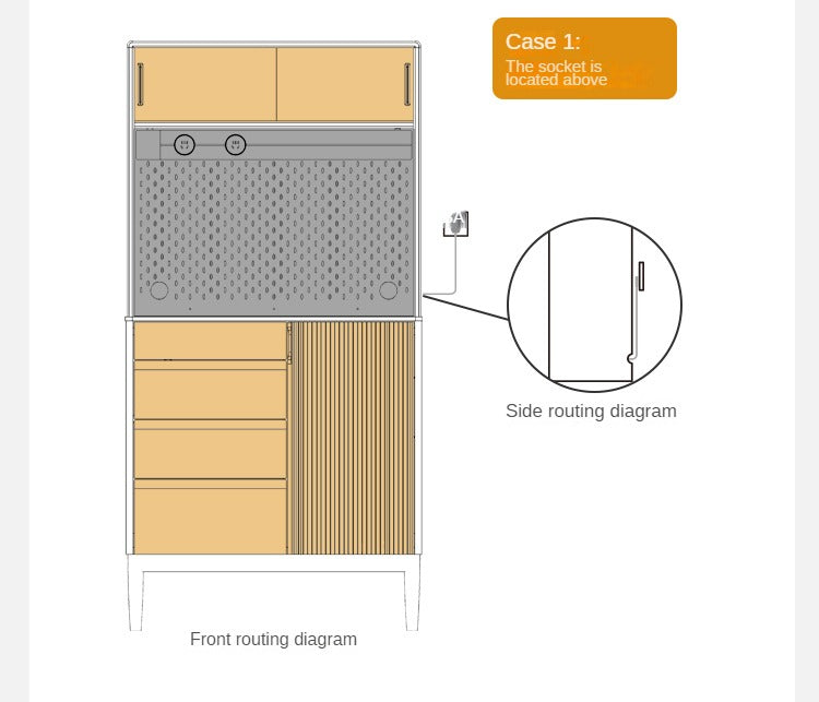 Oak Solid Wood Modern Rock Board Side High Tea Cabinet Buffet