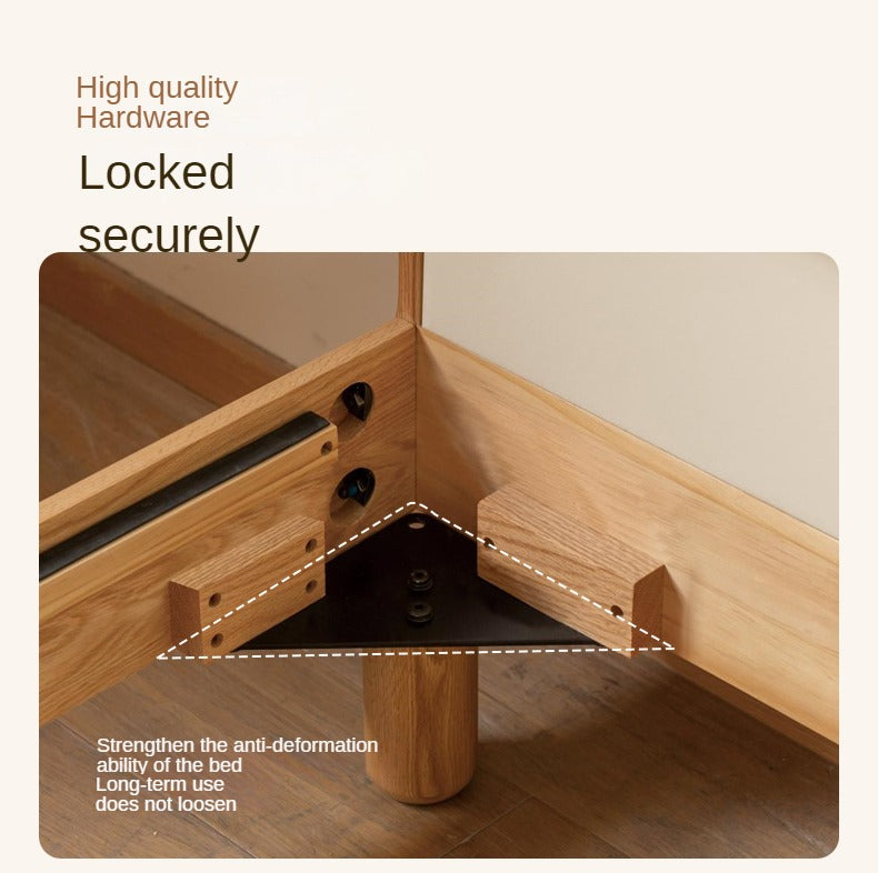 Oak, Ash Solid Wood Genuine Leather Soft Bed