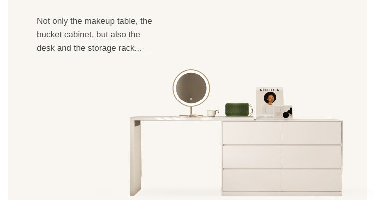 Poplar Solid Wood Cream Style Telescopic Dressing Table.