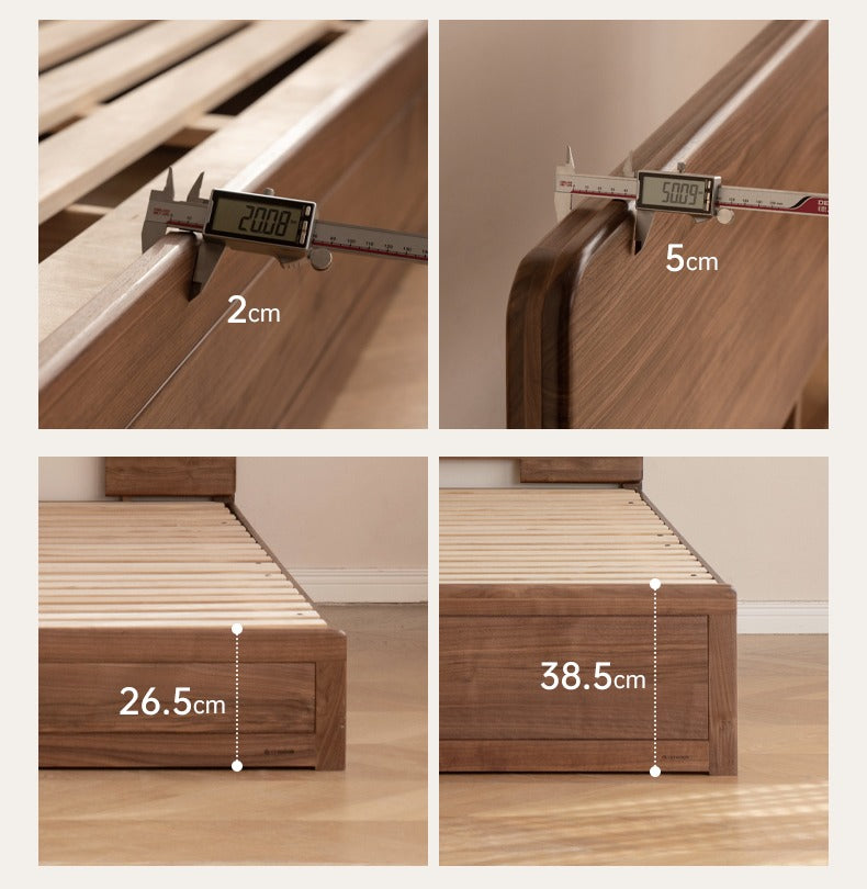 Black Walnut, Oak Solid Wood Bed Box Modern
