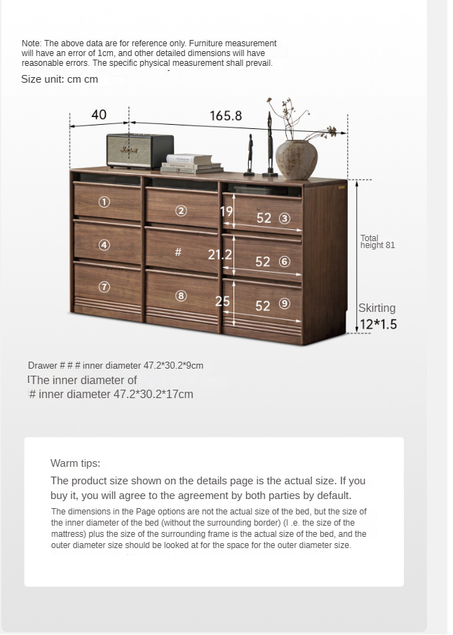 Black Walnut Solid Wood Chest Drawer.