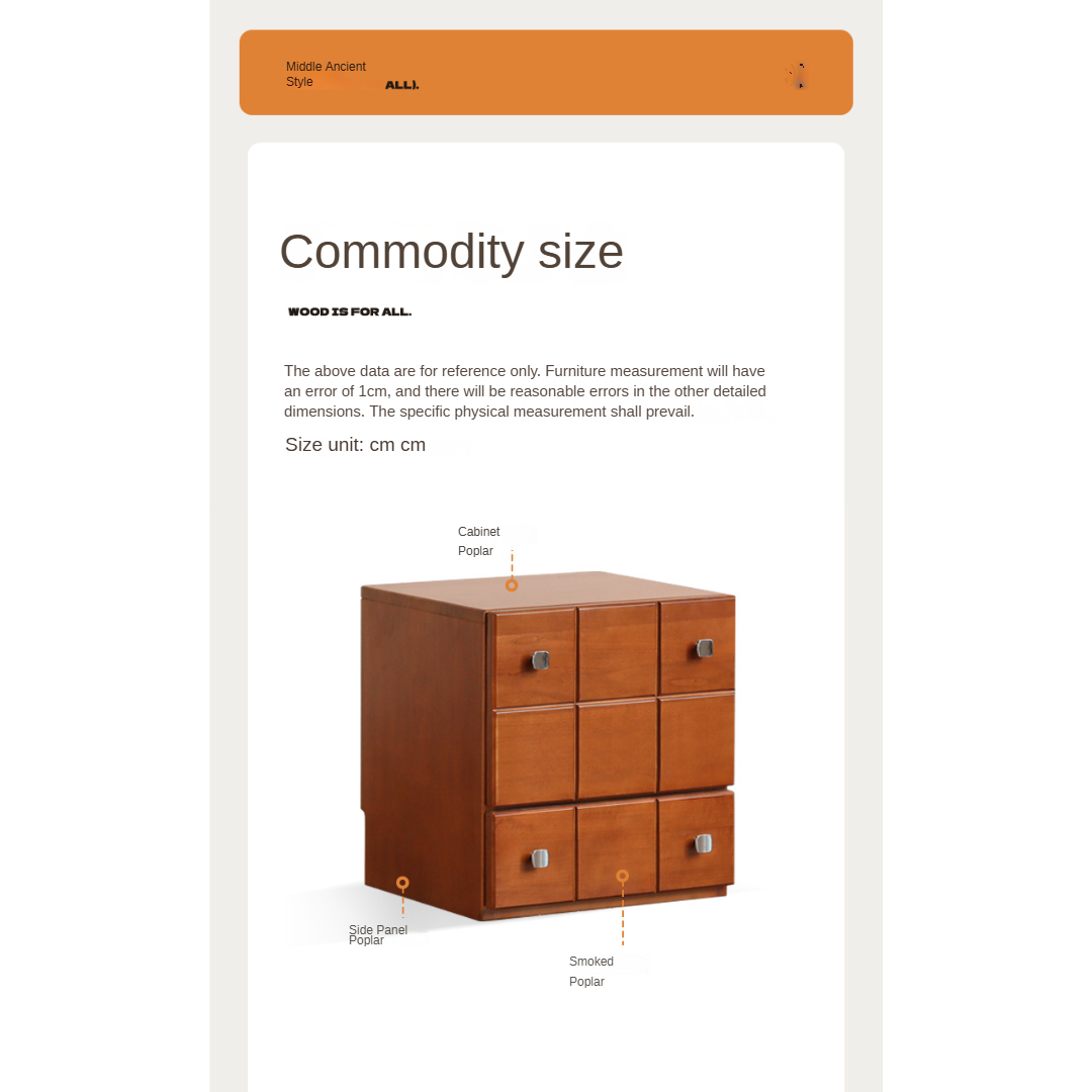 Poplar, Rubber Solid Wood Retro Style Side Cabinets.