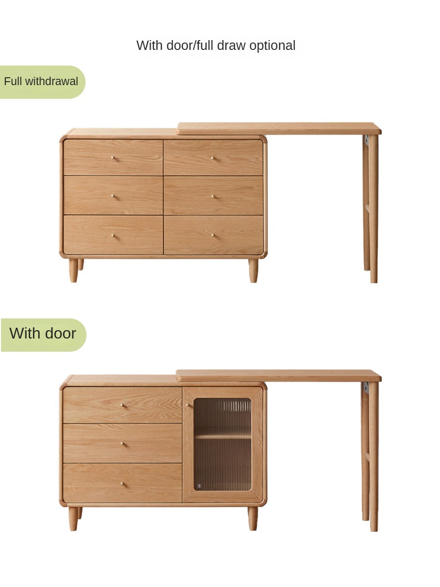 Oak Solid Wood Retractable Dressing Table.