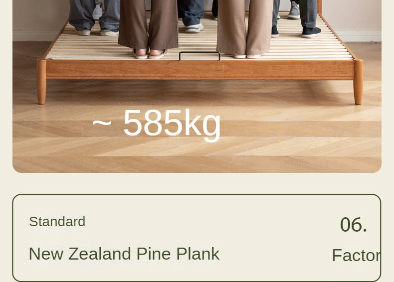 Cherry Solid Wood Soft Retro Bed