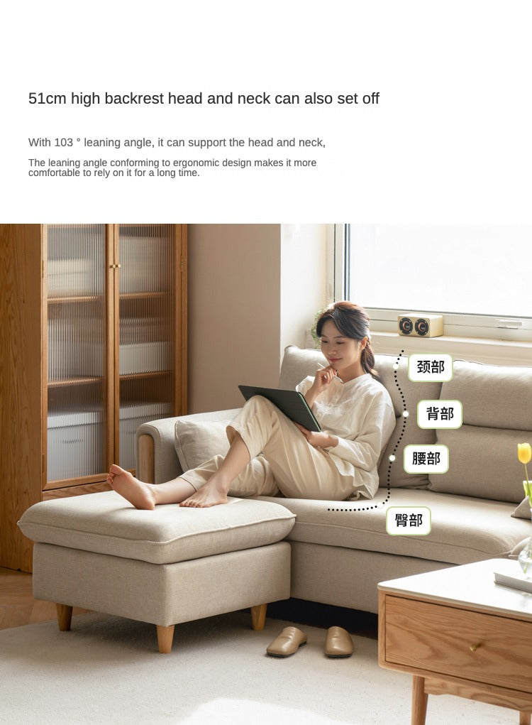 Oak Solid Wood Luxury Fabric Sofa.