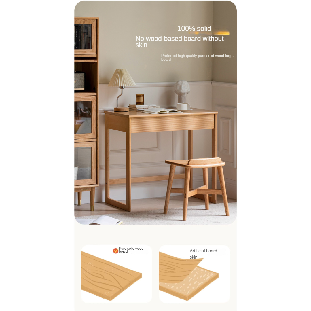 Beech Solid Wood Desk Nordic Nightstand.