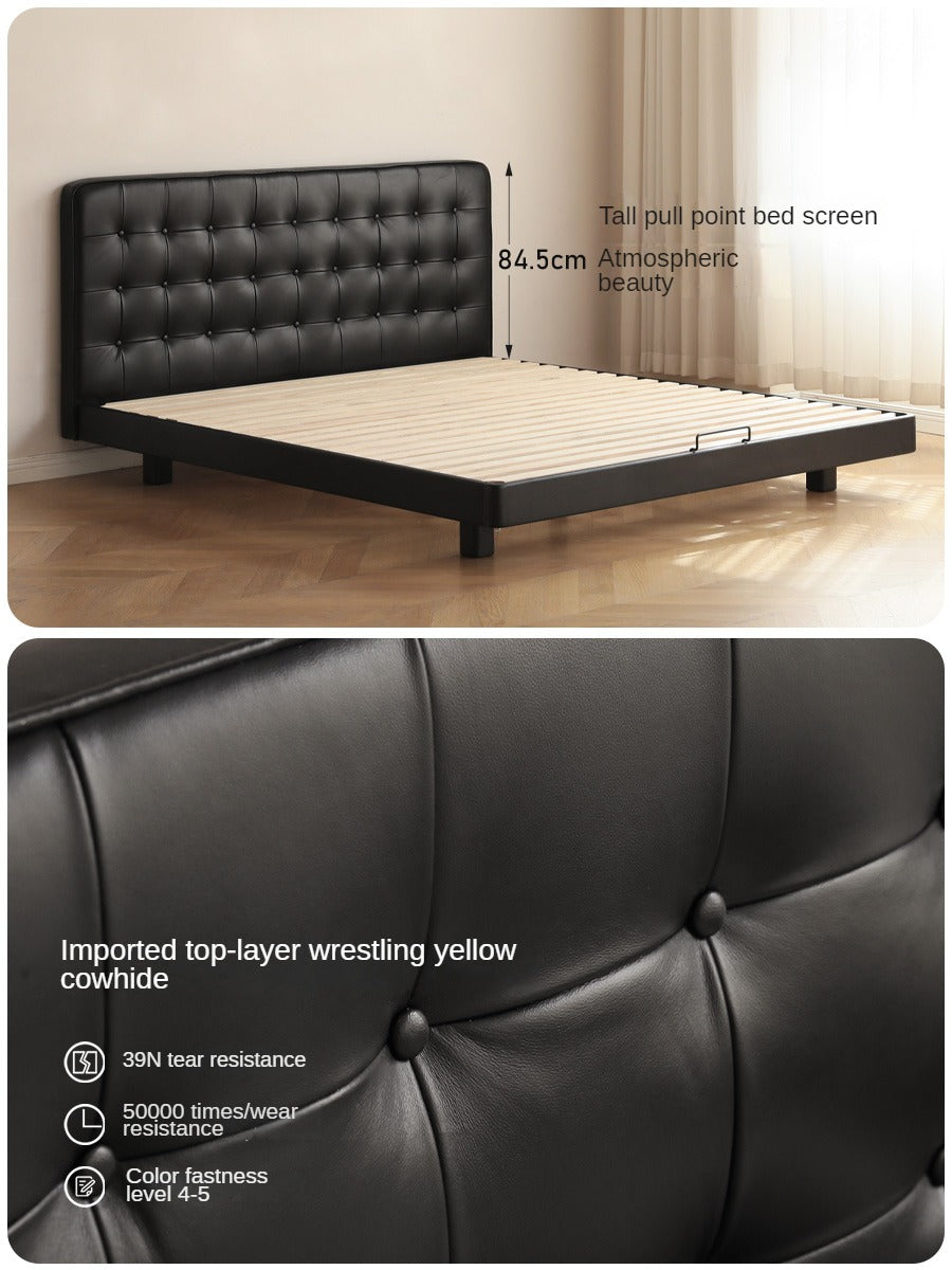 Black High-end Leather Suspension Bed