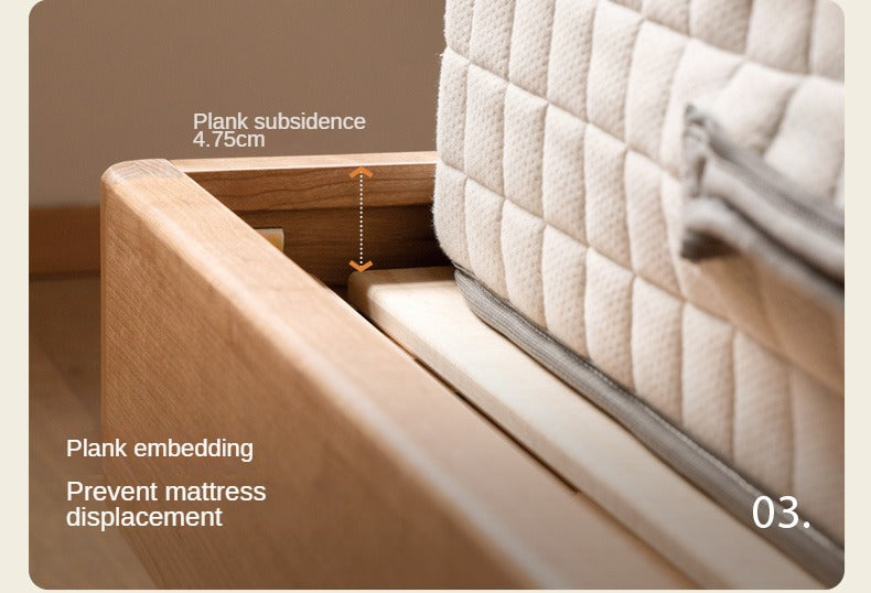 Cherry solid wood leather soft suspended bed