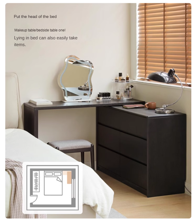 Oak Solid Wood Smoky Color Retro Dressing Table.