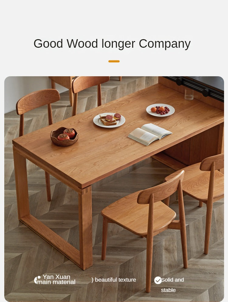 Cherry Wood Dining Table Island Table Integrated Large Board
