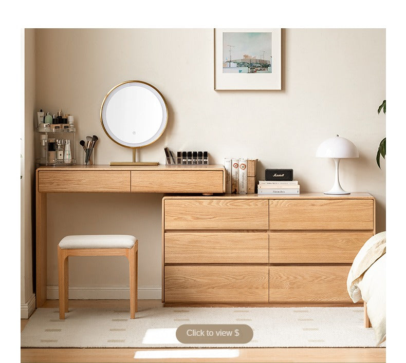Poplar Solid Wood Retractable Dressing Table Light Luxurious Drawer