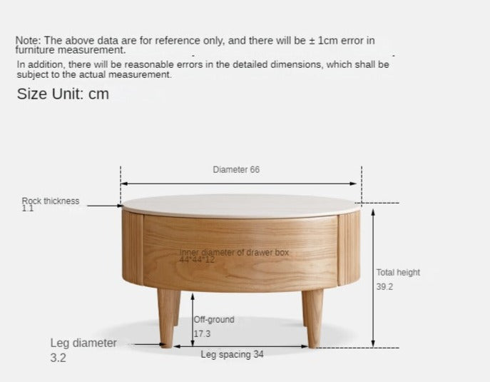 Ash Solid Wood Rock Plate Coffee Table