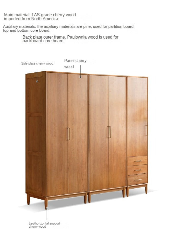 Cherry, Oak Solid Wood Fascinating Wardrobe.