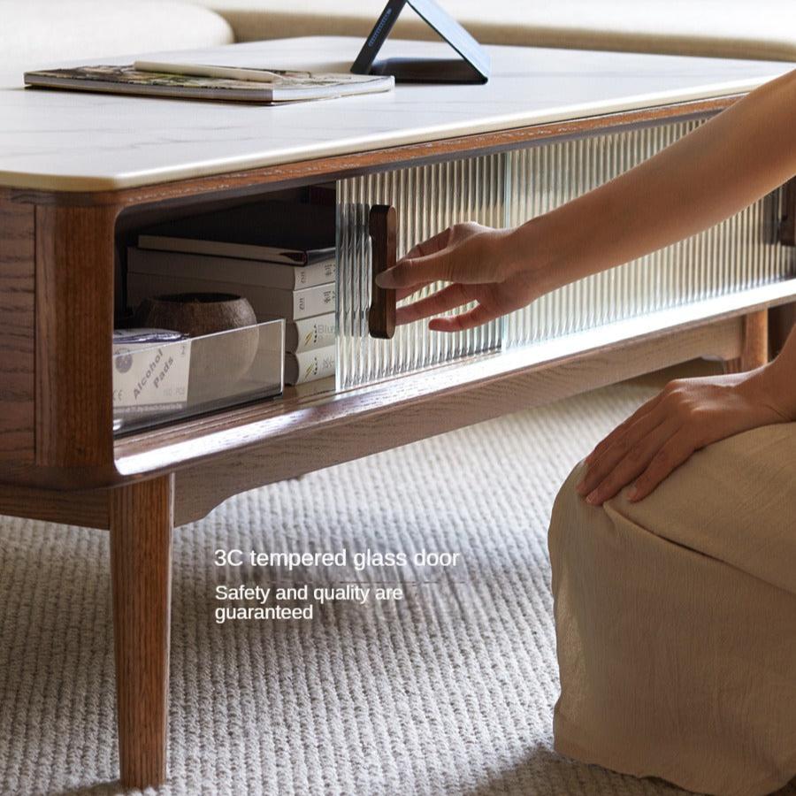 Oak Solid Wood Modern Rock Plate Coffee Table