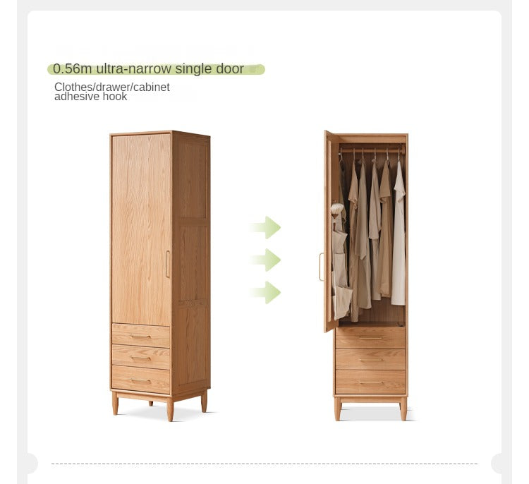 Oak Solid Wood Double Door Wardrobe.