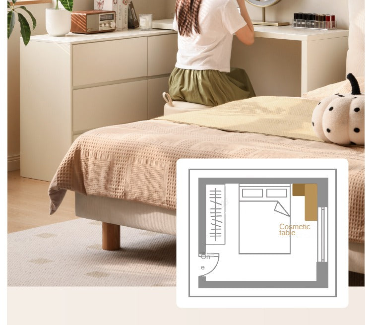 Solid RubberWood Cream Style Telescopic Vanity Table.