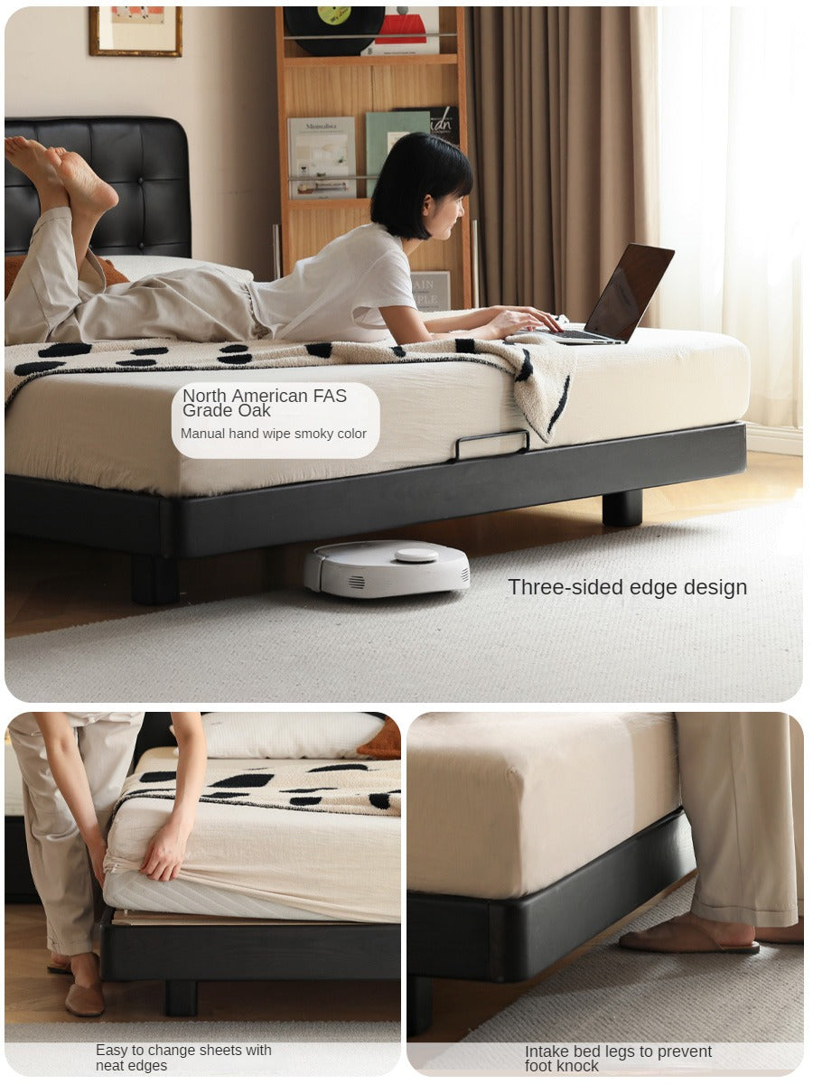 Black High-end Leather Suspension Bed