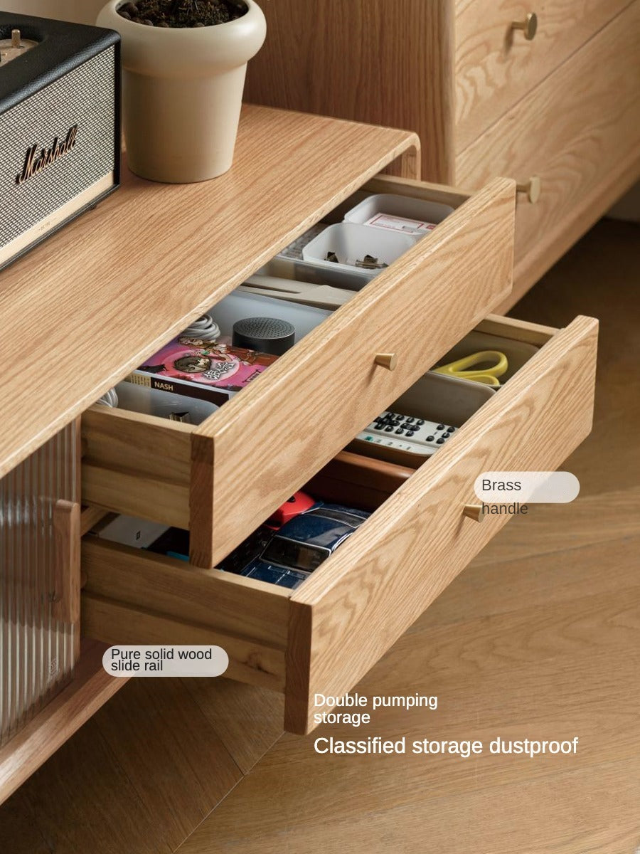 Oak, Beech, Rubber Solid Wood TV Stand
