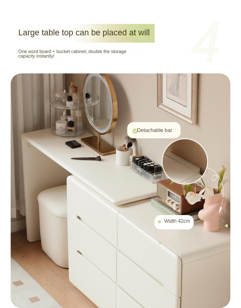 Poplar Solid Wood, Solid Rubberwood Cream Air Makeup Table.