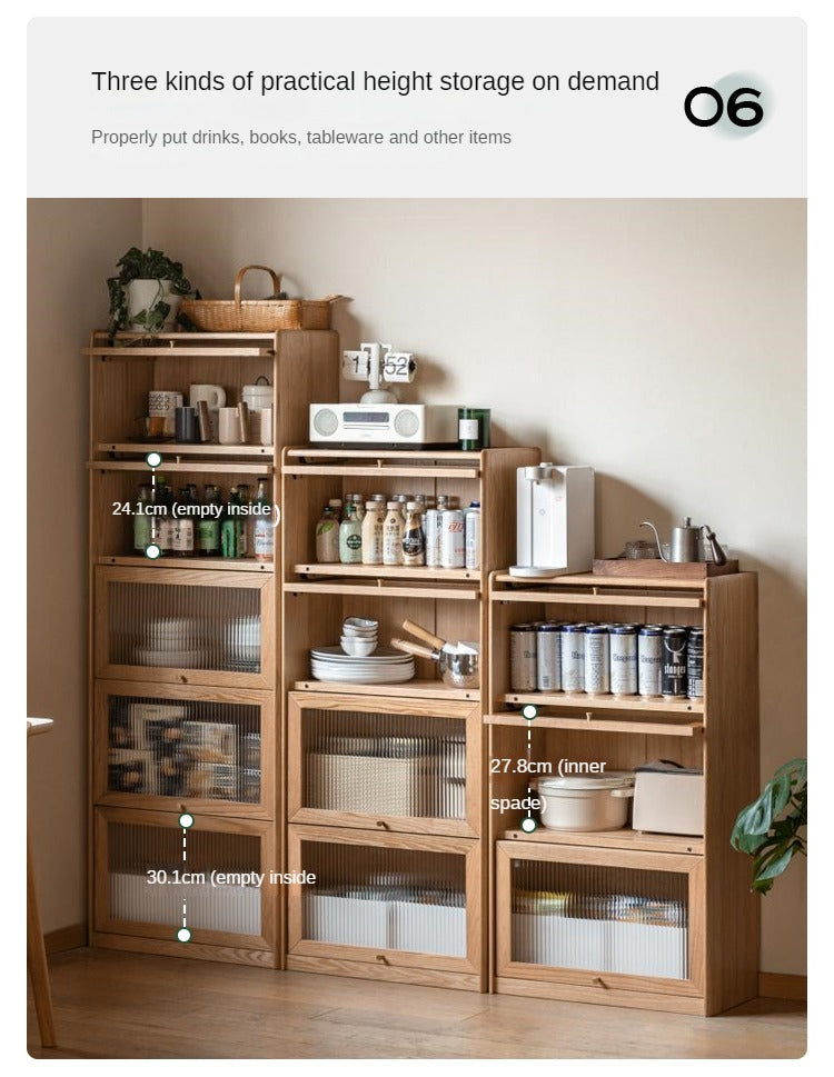 Oak Solid Wood Flipped Door Side Cabinet Free Combination