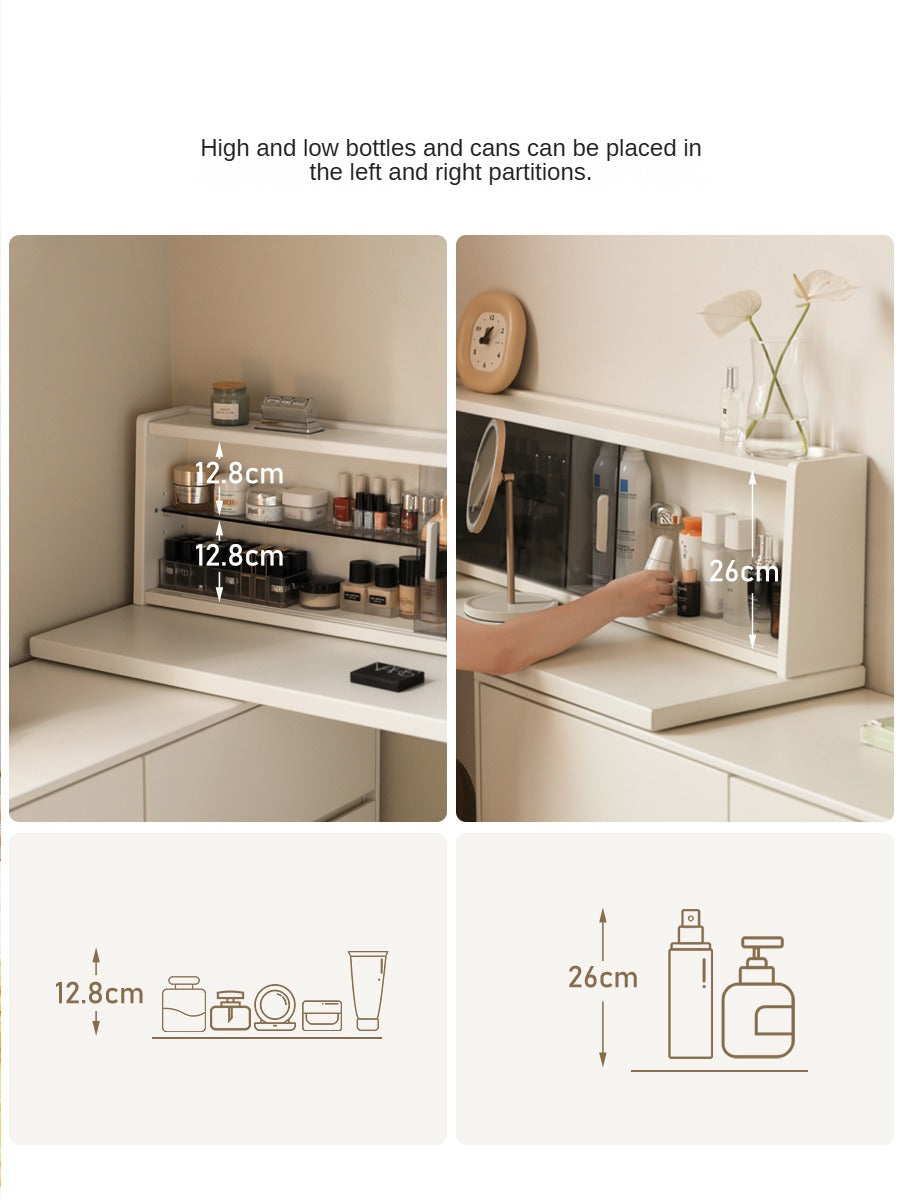 Solid Rubberwood Cream Style Vanity Table Integrated Drawer.