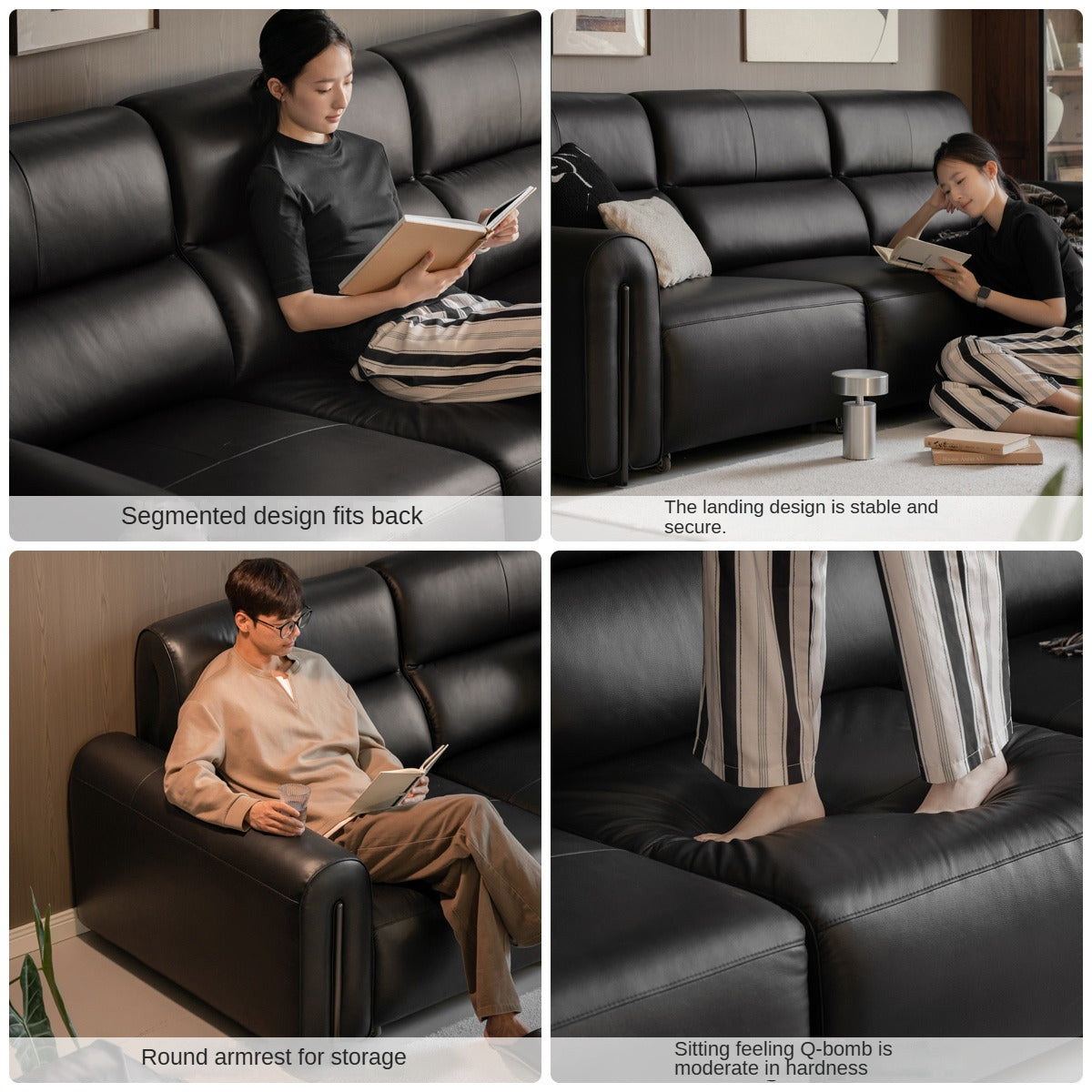 Genuine leather Sofa Bed Italian Light Luxury.