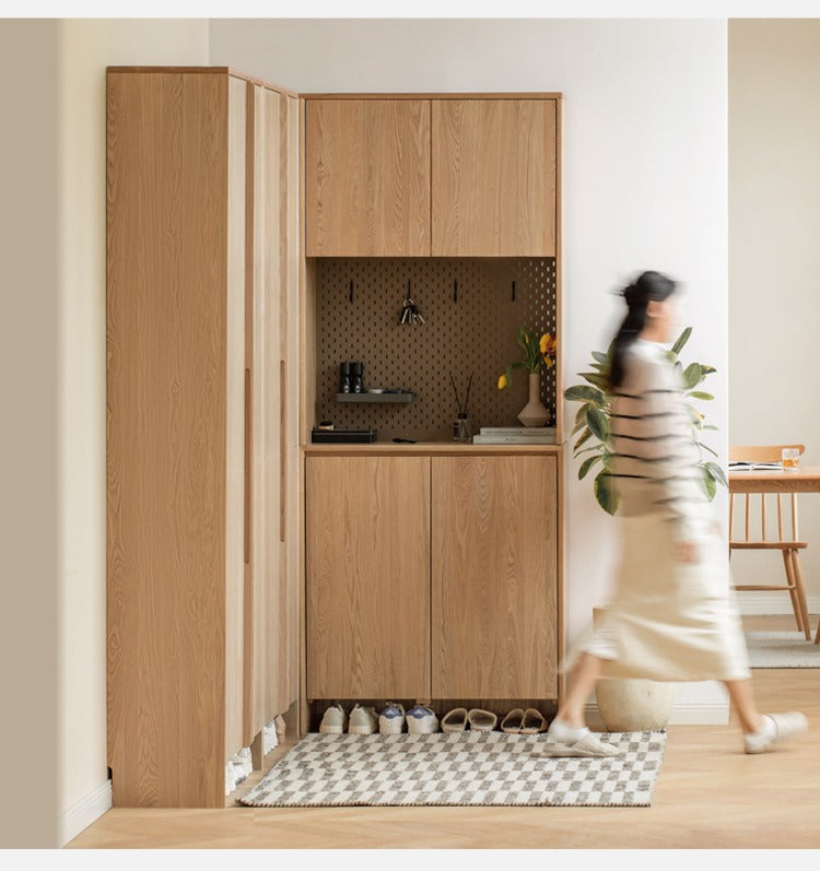 Ash, Oak Solid Wood Shoe Cabinet, Entrance Cabinet Combination Storage