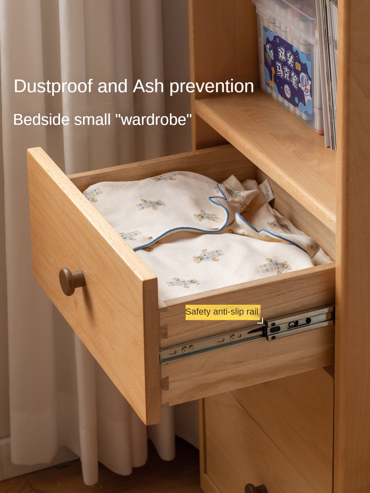 Beech Solid Wood Children's Cabinet Storage-