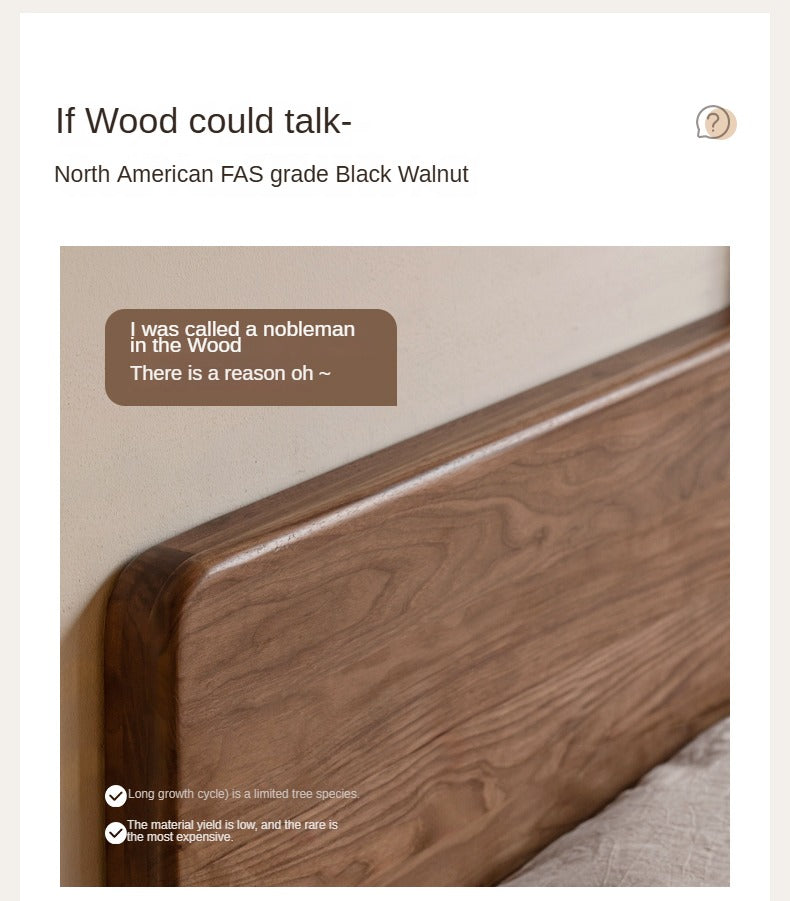 Black Walnut, Oak Solid Wood Floating Bed