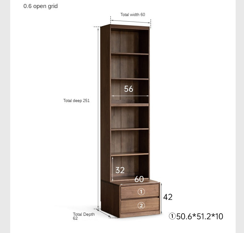 Black Walnut, Oak, Sandalwood, Ash Solid Wood Light Luxury Combined Bookshelf With Seat