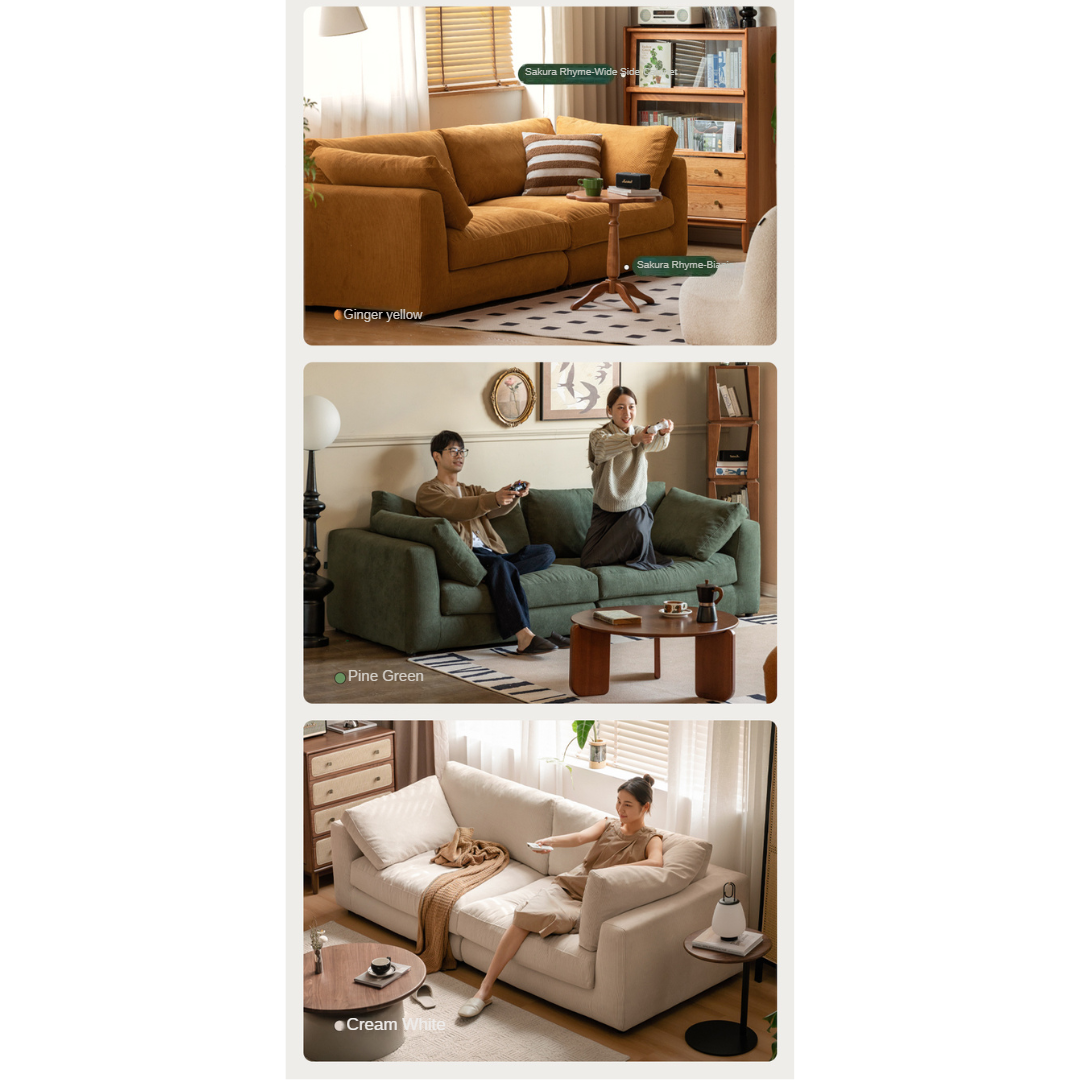 Fabric Corduroy Straight Down Sofa,