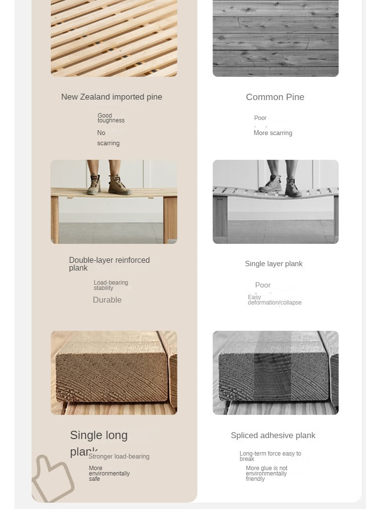 Rubber wood, Oak Solid Wood Bed Technology Fabric