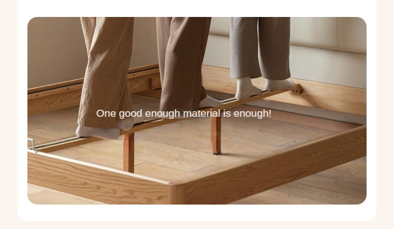 Oak, Ash Solid Wood Genuine Leather Soft Bed