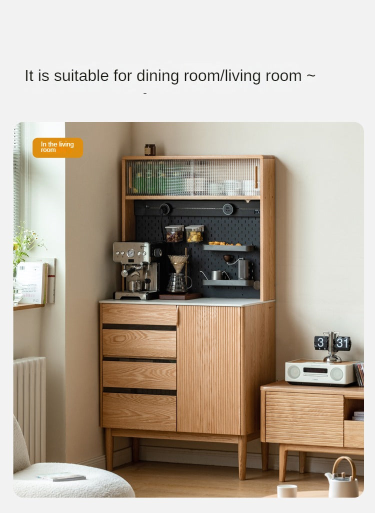 Oak Solid Wood Modern Rock Board Side High Buffet