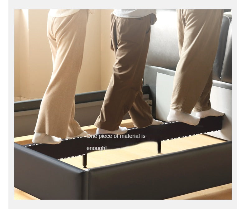 First Layer Of Yellow Cowhide Black Bed