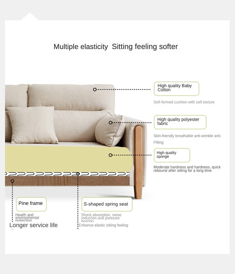 Oak Solid Wood Luxury Fabric Sofa.