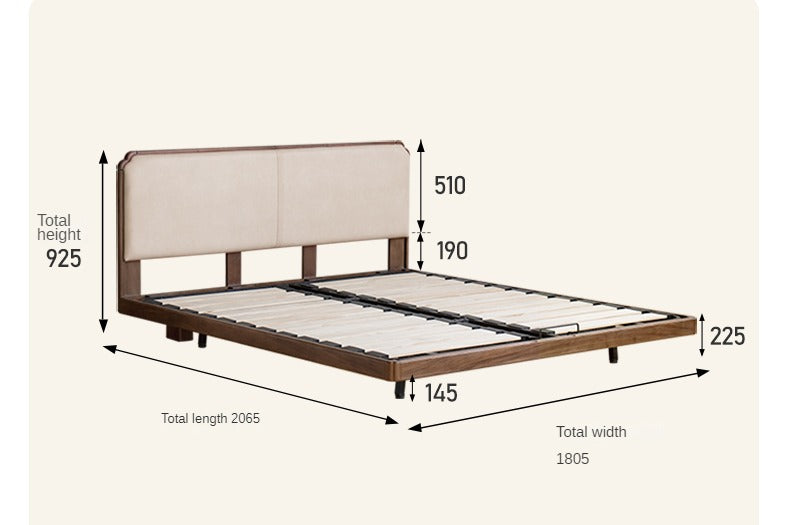 North American Black Walnut, Oak Technical Cloth Organic Leather Soft Suspended Bed