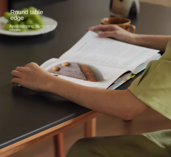 Cherry Solid Wood Retro Rock Plate Long Dining Table.