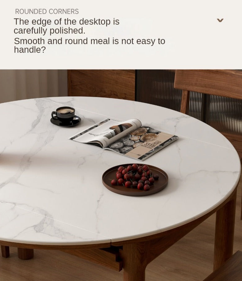 Black Walnut, Ash Solid Wood Rock Plate Folding Dining Table