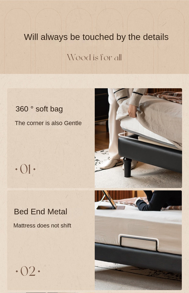 Ecological Cloud Leather Soft King Bed French Retro